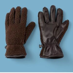 Goodfellow Men’s Size Large to XL Brown Sherpa Gloves New in Packaging NWT Cozy